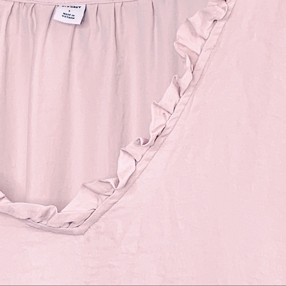 OLD Navy Ruffle Trim Satin Surplus Tunic Top SizeL - Picture 4 of 8